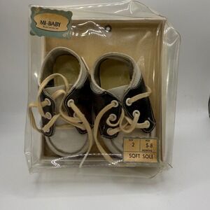 Mi-Baby Vintage Saddle Shoes Soft‎ Sole Leather Baby Shoes Size 2 NEW *READ